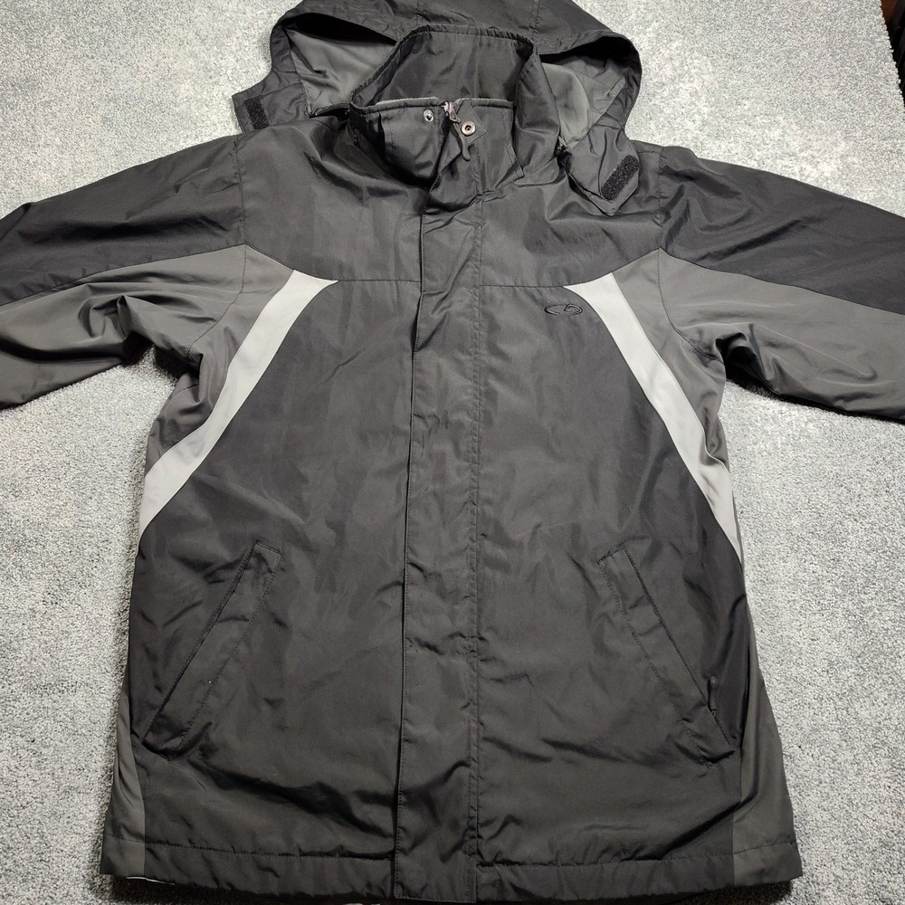 Champion Jacket Mens Full Zip Hooded Gray Small Black Rain Coat Windbreaker‎